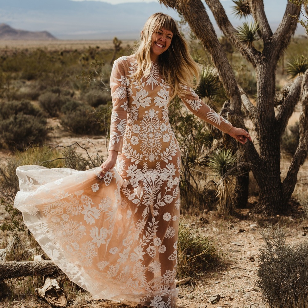 Boho Lace Wedding Dress with bodysuit